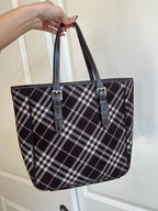 Burberry Brown Wool Check Tote