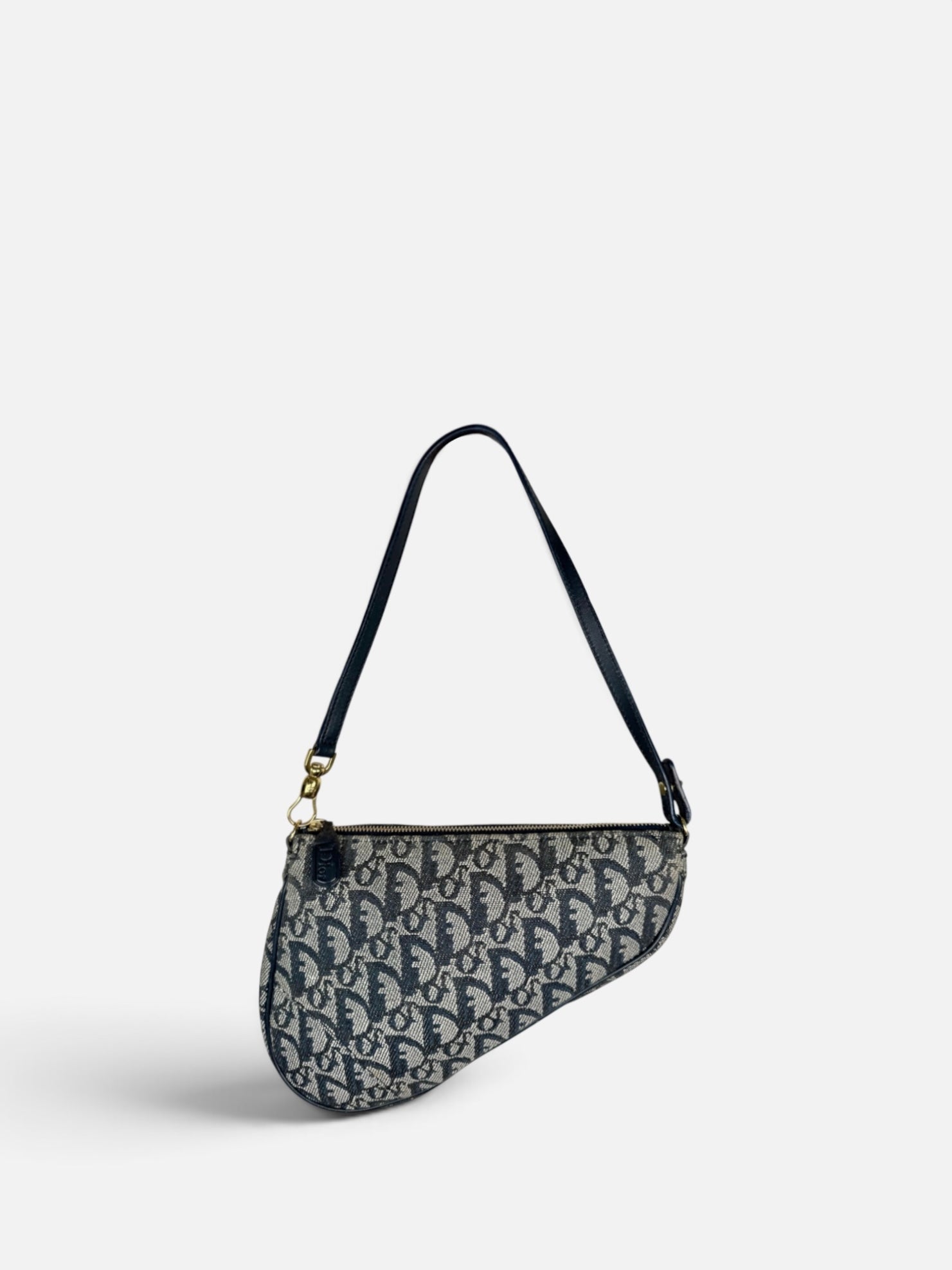 Christian Dior Trotter Monogram Navy Saddle Pochette Bag