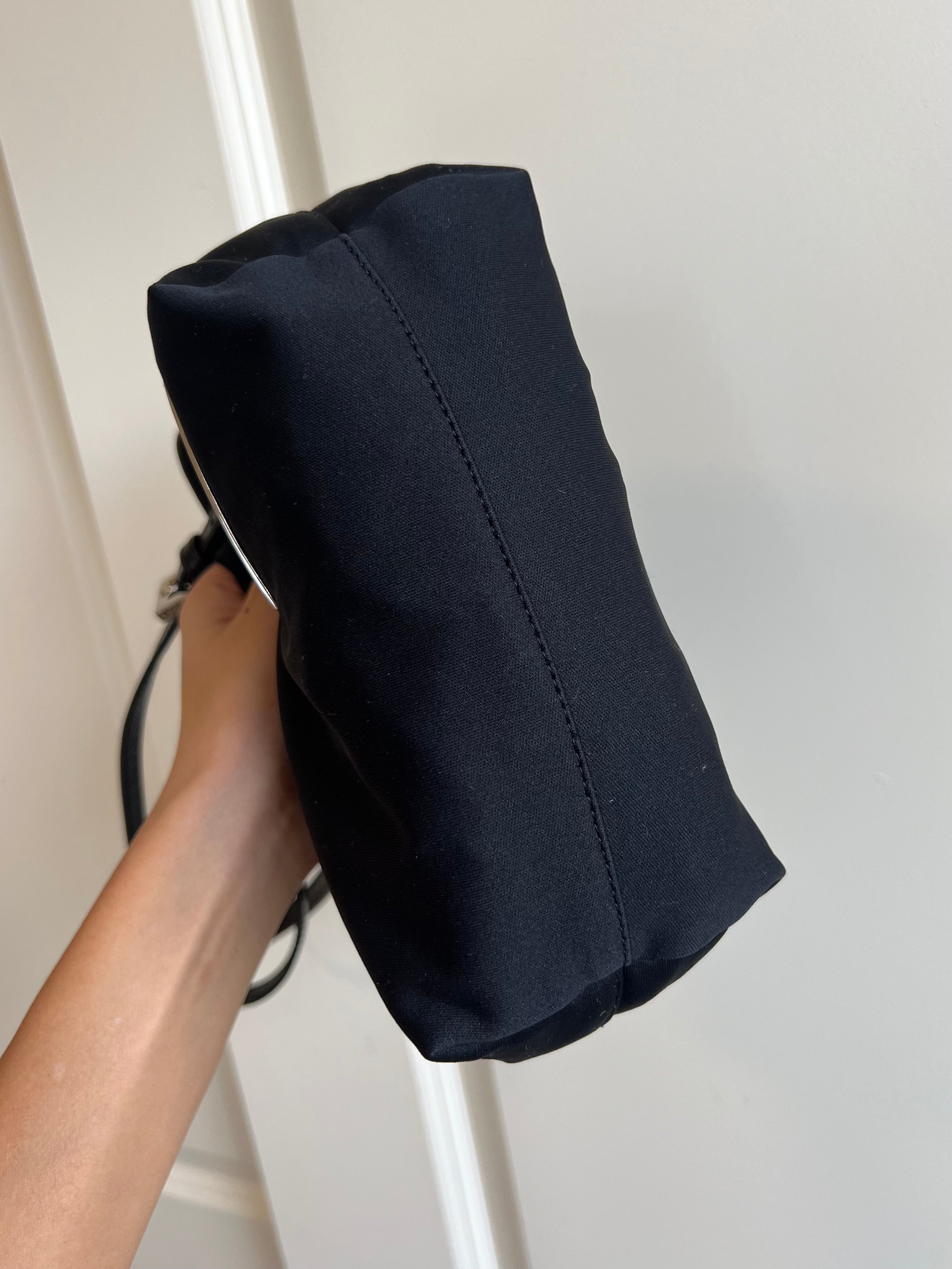 Fendi Nylon Black Leather Bucket Bag