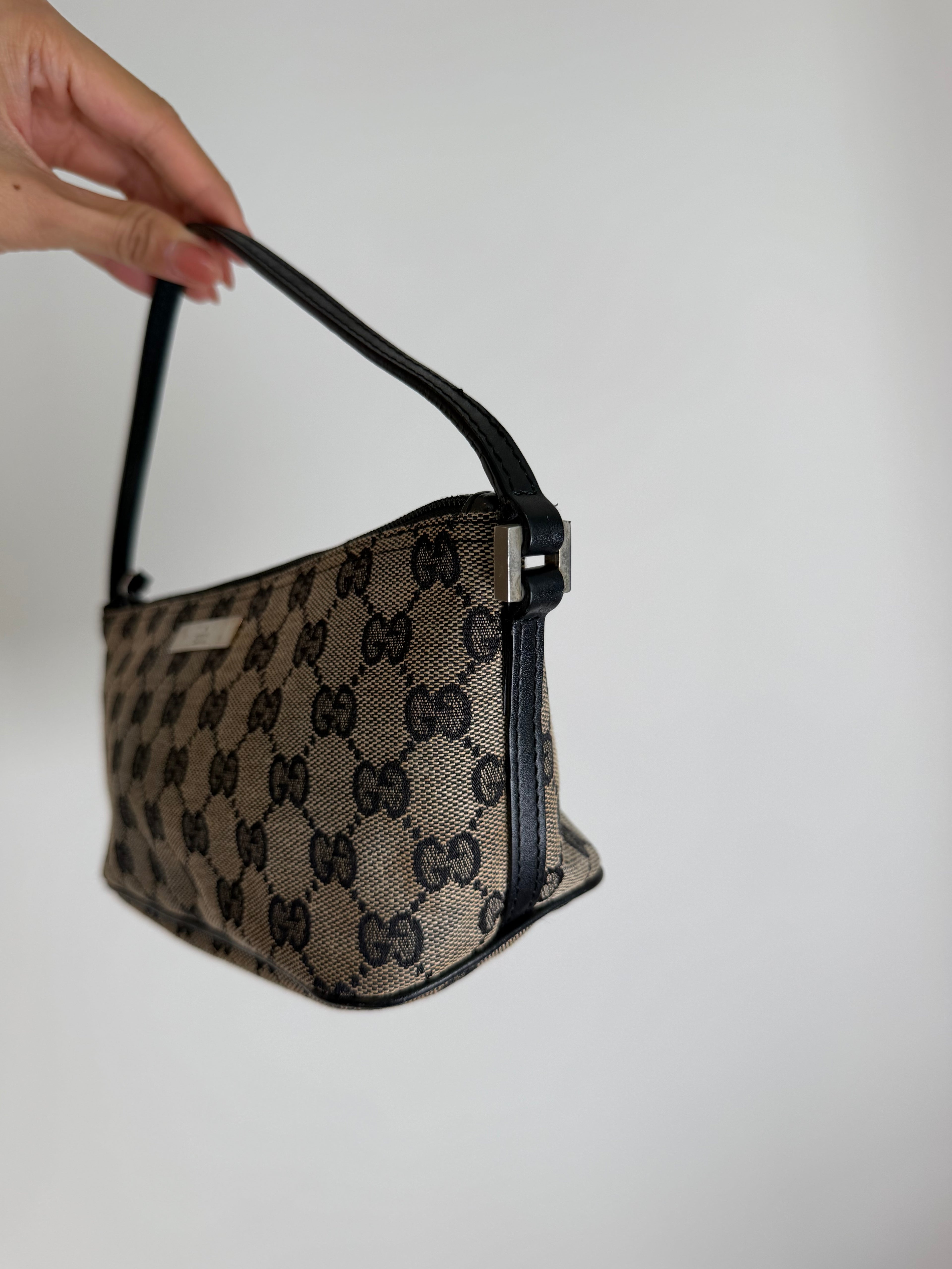 Gucci Black Monogram Boat Pochette Bag