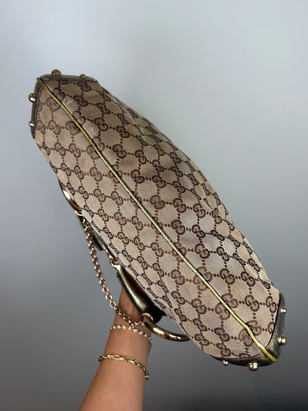 Gucci Horsebit Chain Shoulder Hobo Bag