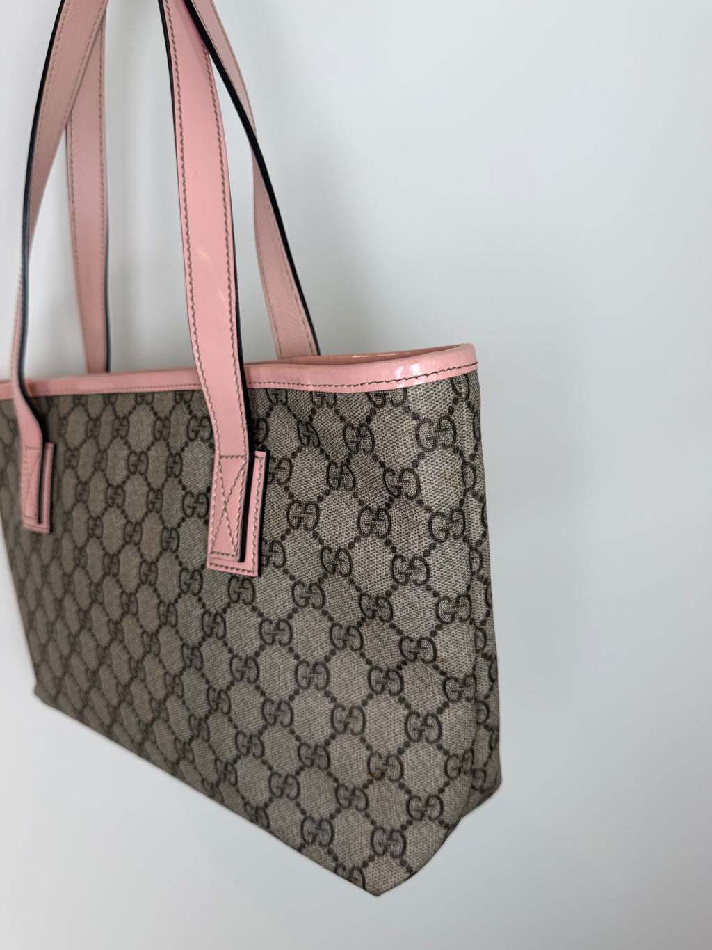 Gucci Monogram Pink Patent Tote Bag