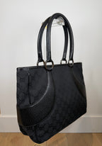 Gucci Black Monogram Leather Tote