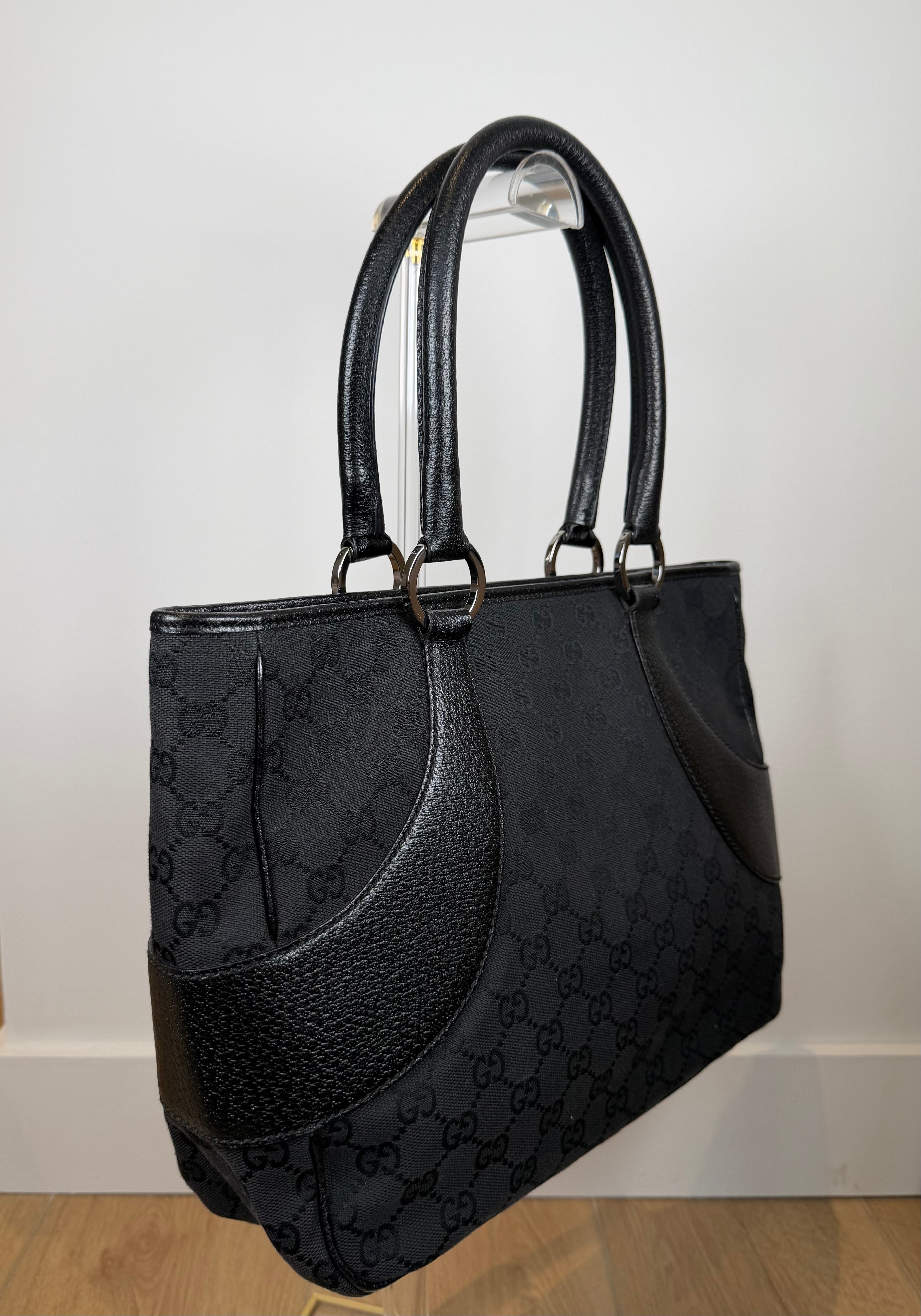Gucci Black Monogram Leather Tote