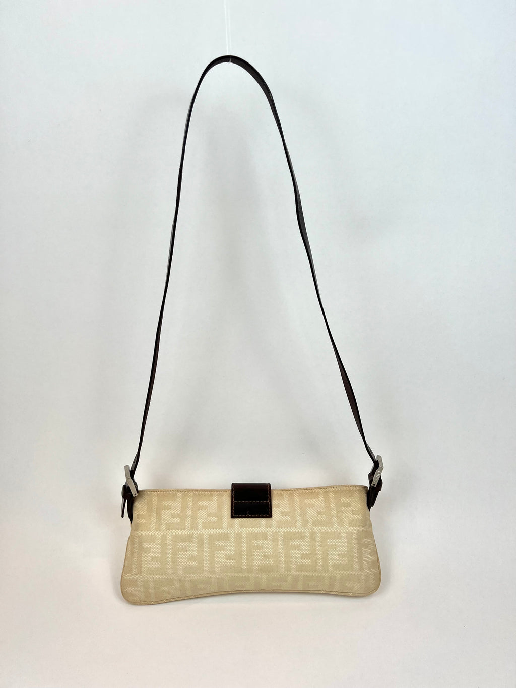 Fendi 2000 Cream Zucca Canvas Crossbody Bag