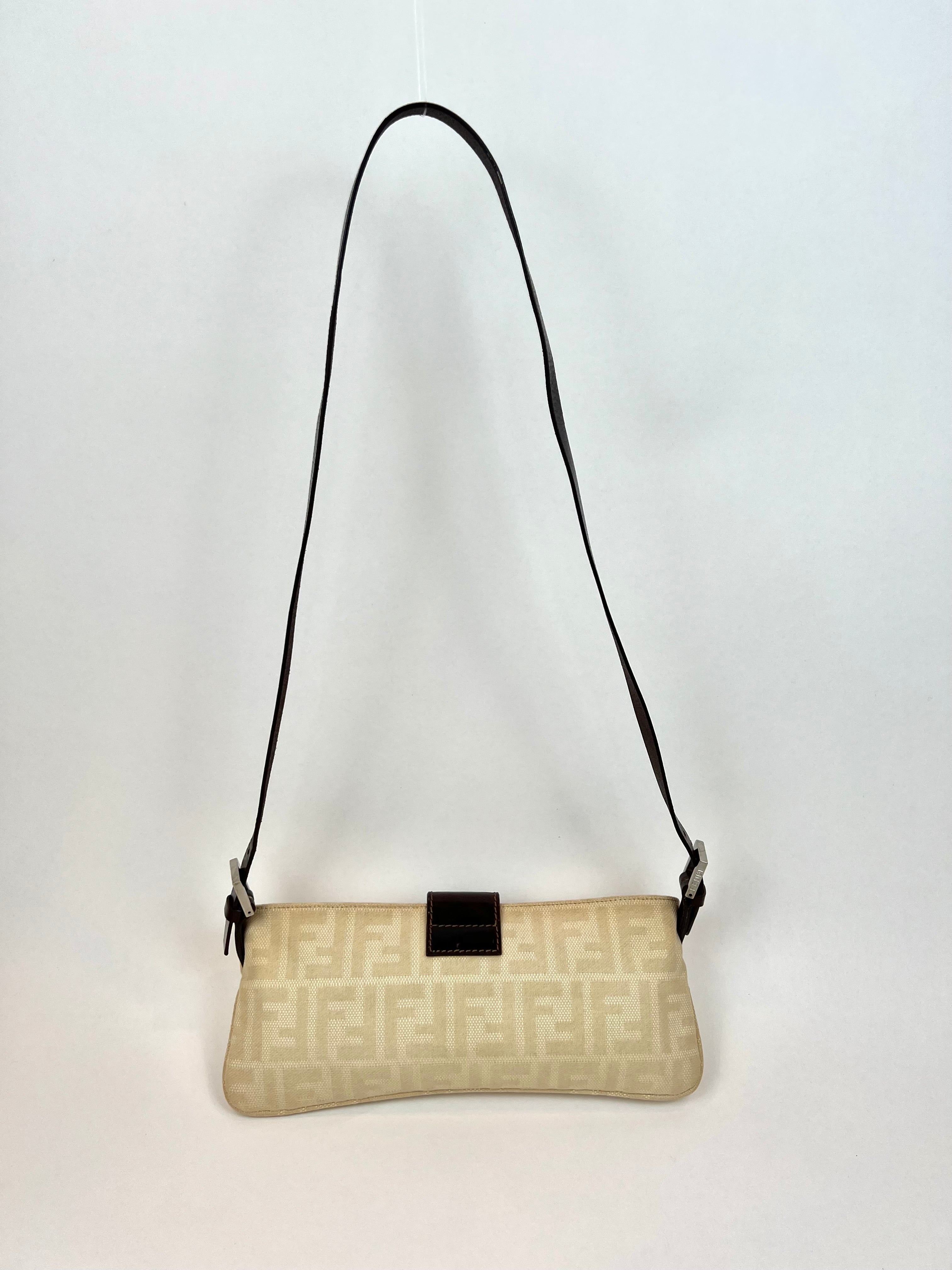 Fendi 2000 Cream Zucca Canvas Crossbody Bag