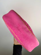 Celine Triomphe Logo Pink Suede Shoulder Bag
