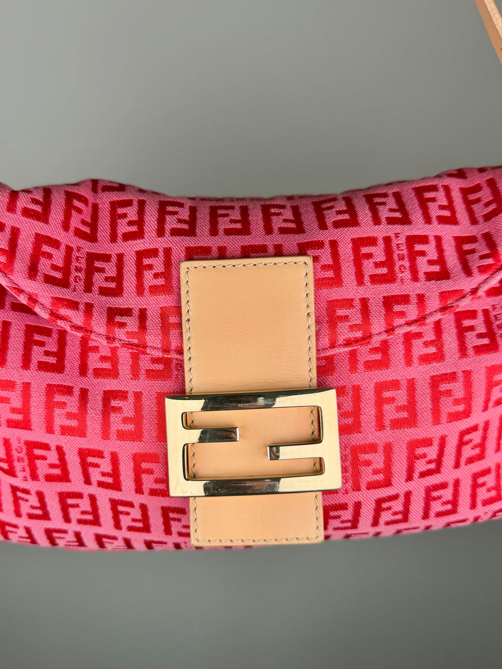 Fendi Baguette Double Flap in Pink Zucca Print