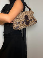 Gucci Horsebit Chain Monogram Shoulder Bag