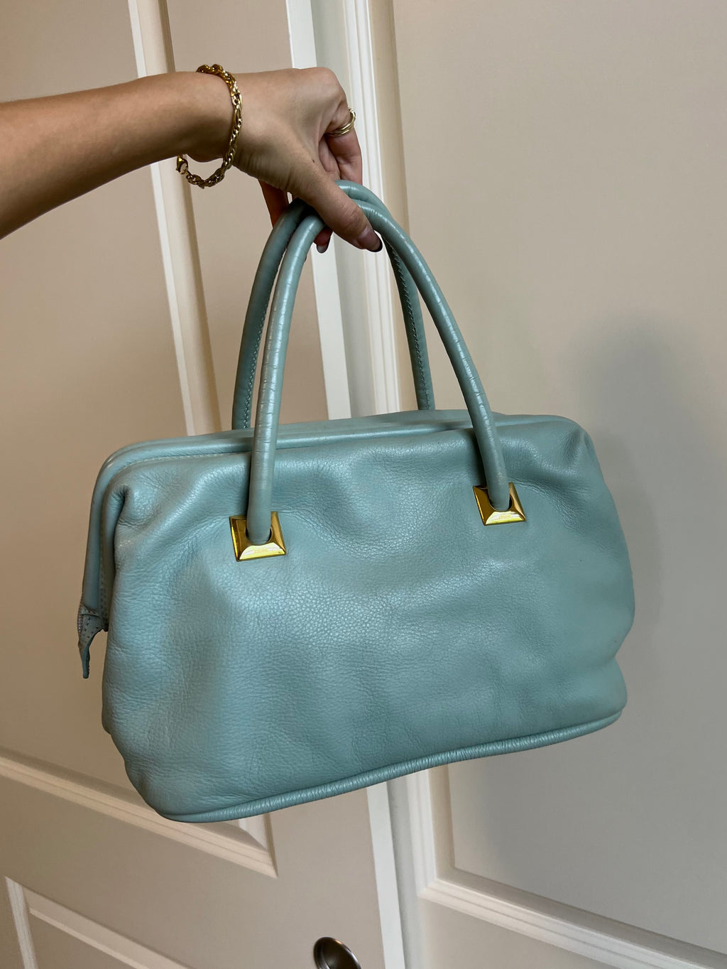 Celine Tiffany Blue Leather Shoulder Bag