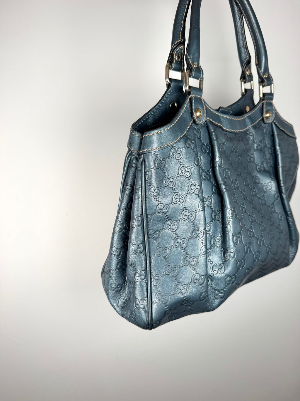 Gucci Sukey Monogram Teal Charm Hobo Bag
