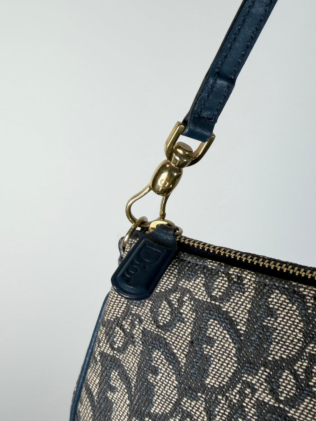 Christian Dior Trotter Monogram Navy Saddle Pochette Bag