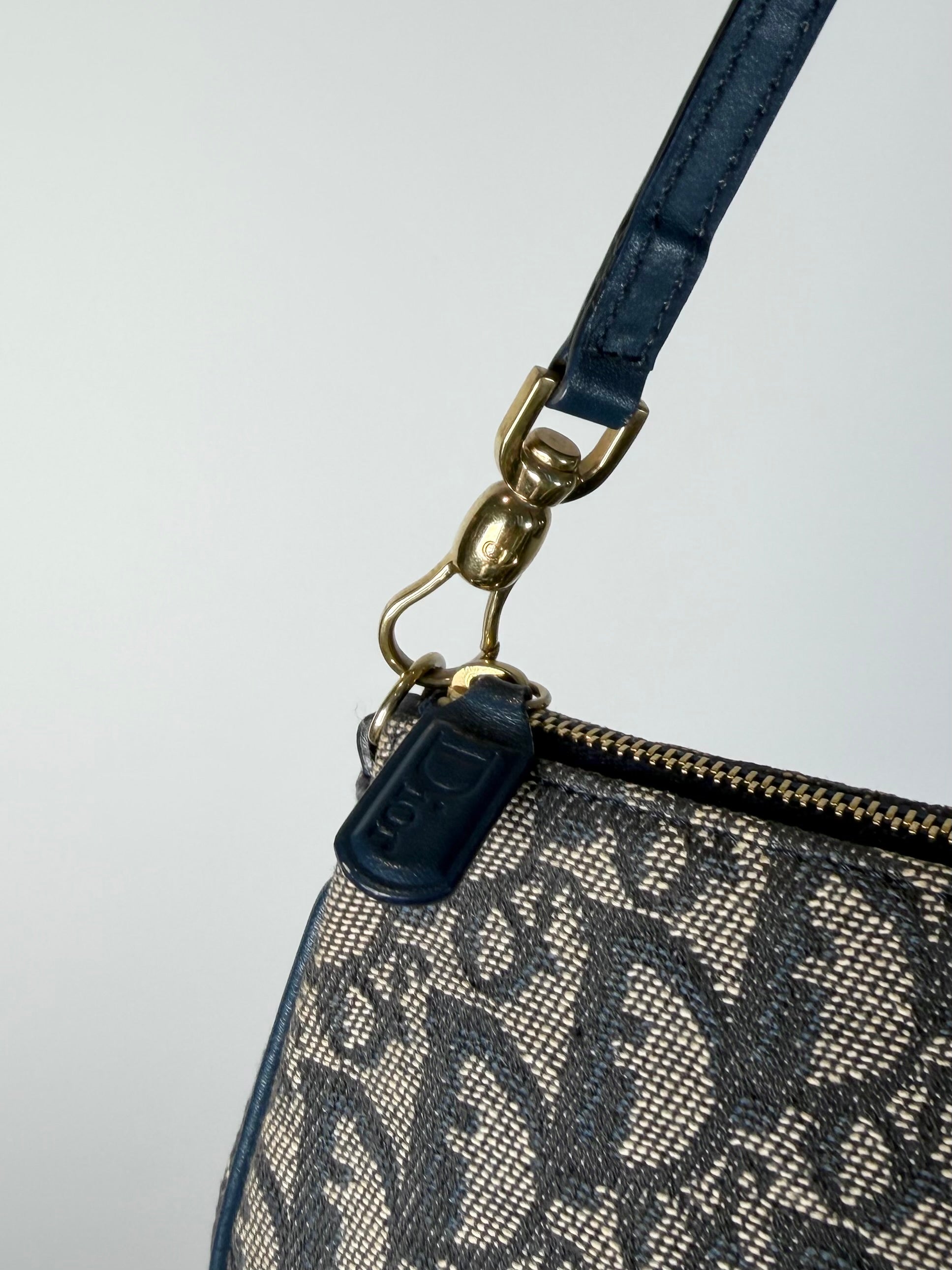 Christian Dior Trotter Monogram Navy Saddle Pochette Bag
