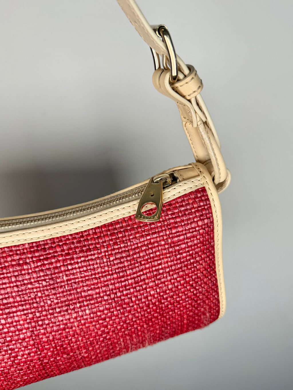 Celine Floral Charm Raffia Shoulder Bag