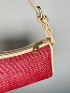 Celine Floral Charm Raffia Shoulder Bag