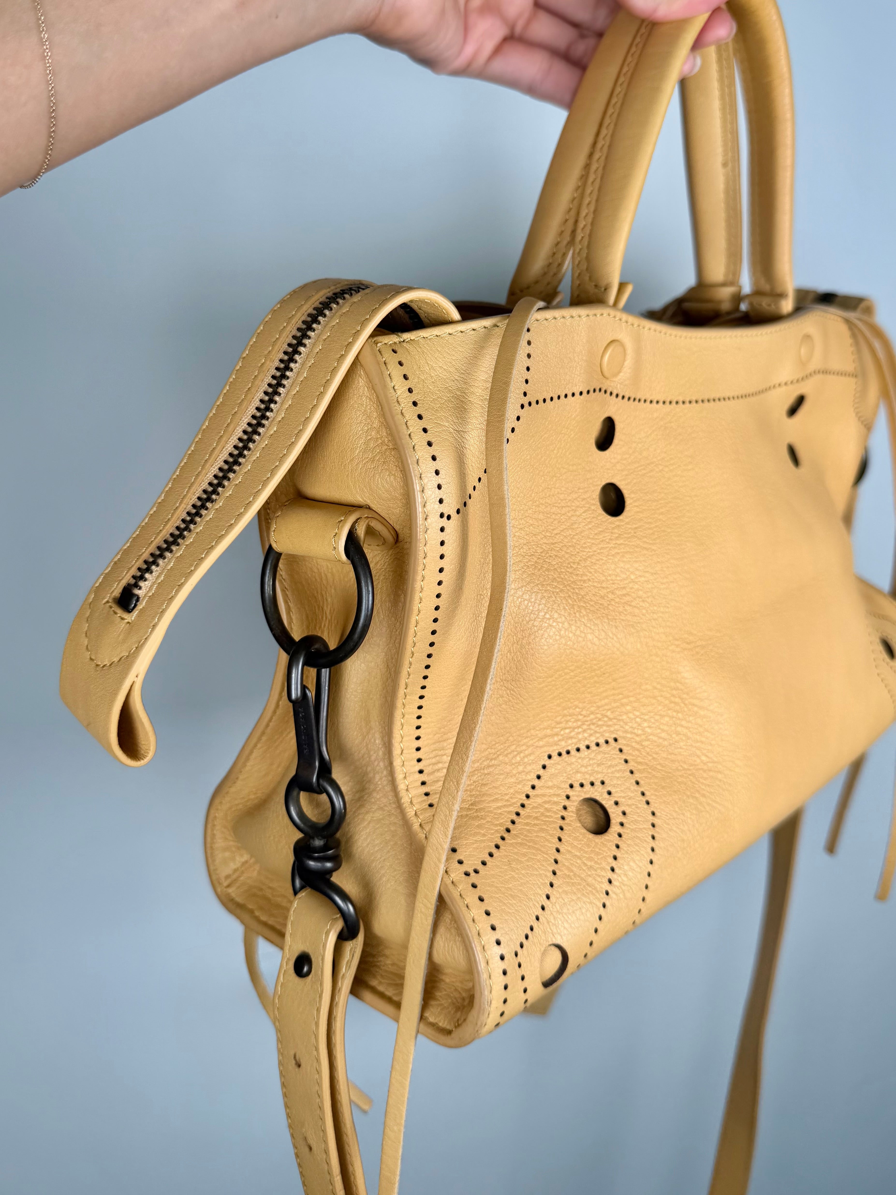 Balenciaga Blackout City Bag in Beige Ocre