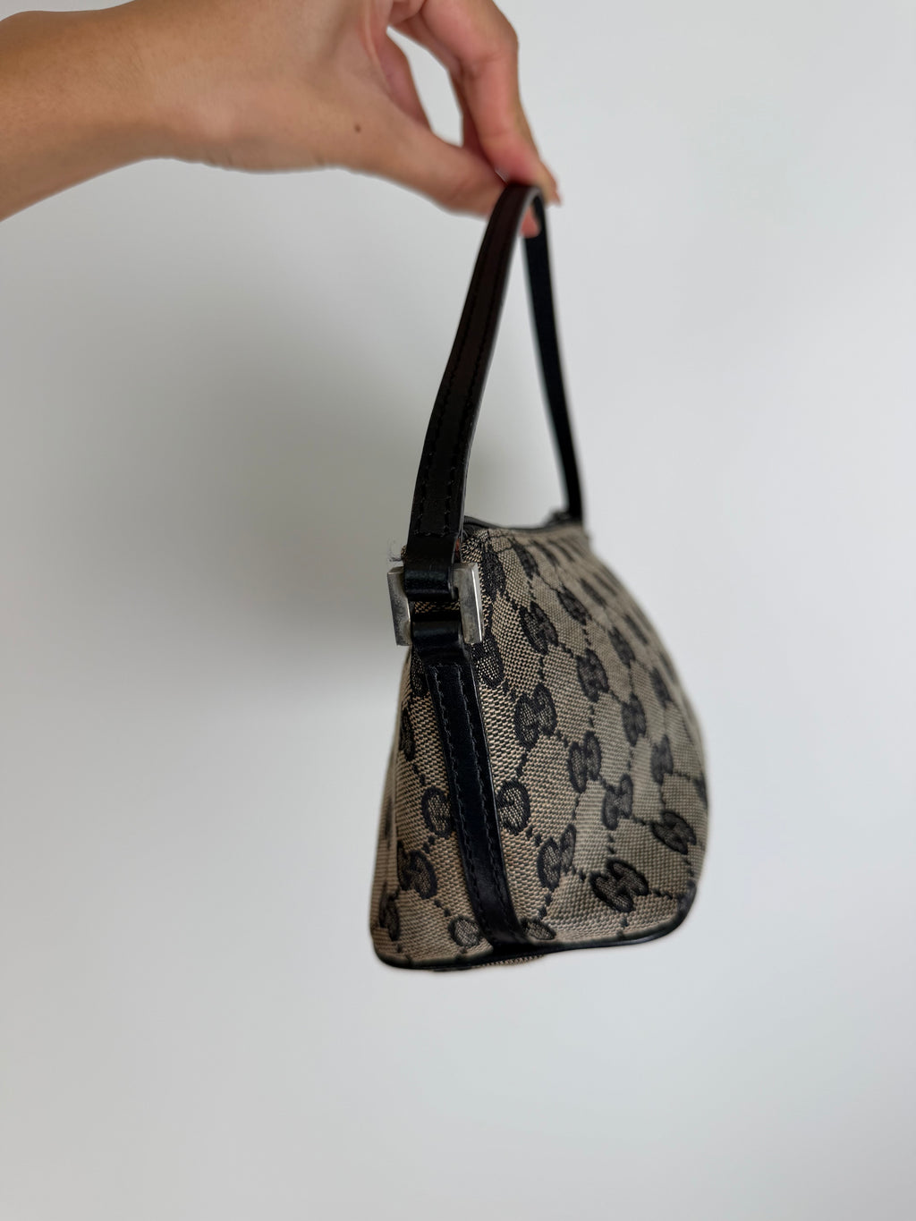 Gucci Black Monogram Boat Pochette Bag