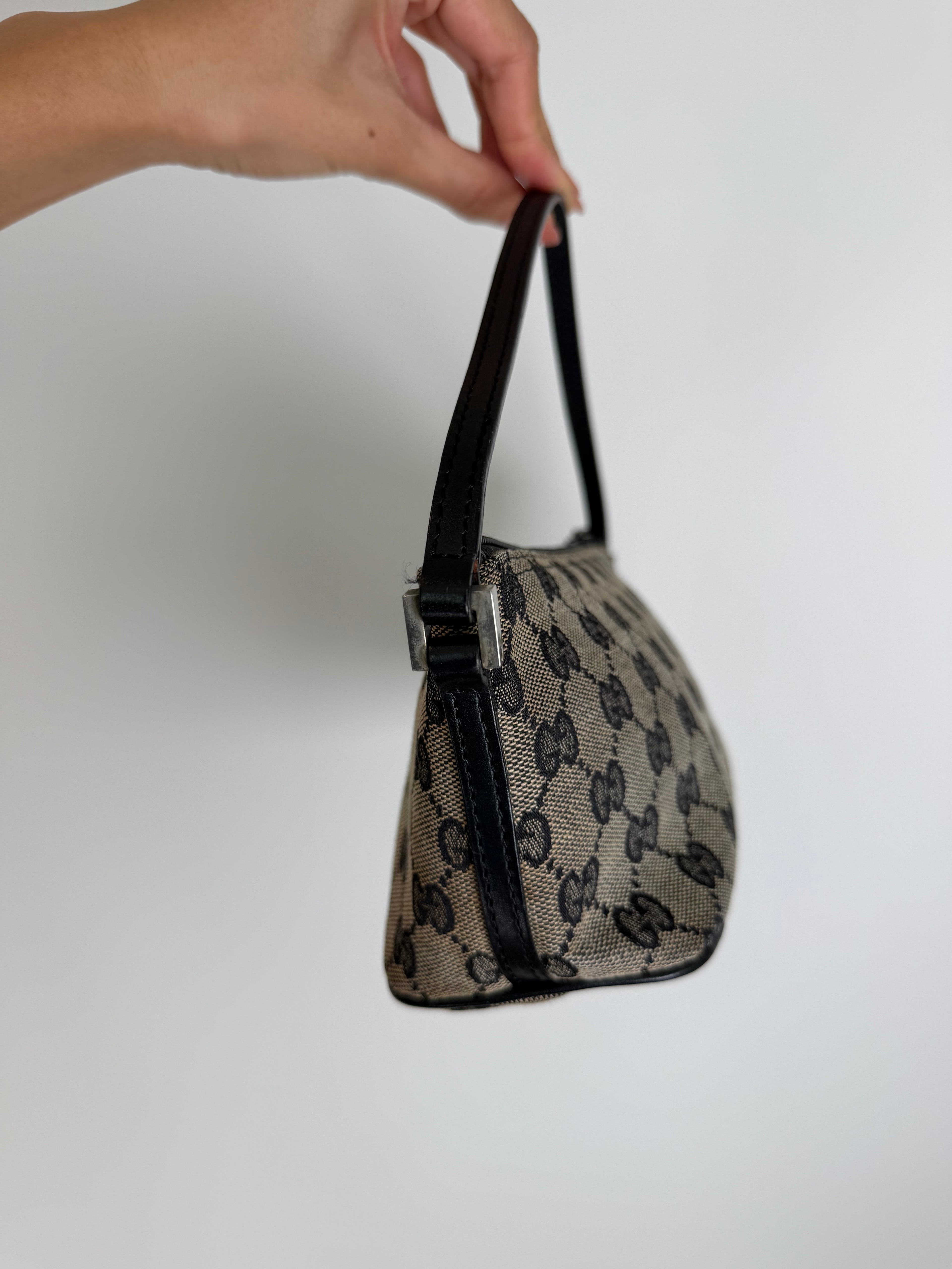 Gucci Black Monogram Boat Pochette Bag
