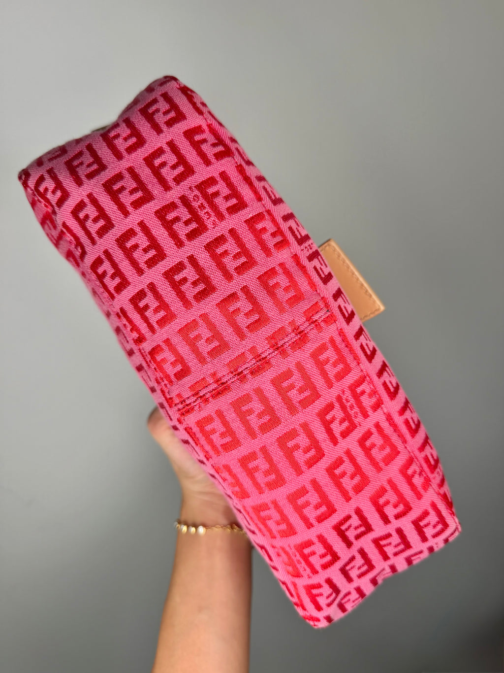 Fendi Baguette Double Flap in Pink Zucca Print