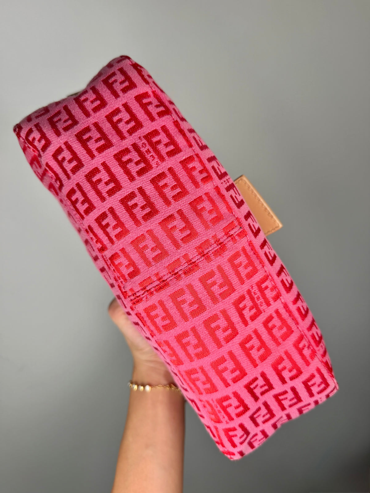 Fendi Baguette Double Flap in Pink Zucca Print