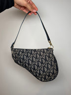 Christian Dior Trotter Monogram Navy Saddle Pochette Bag