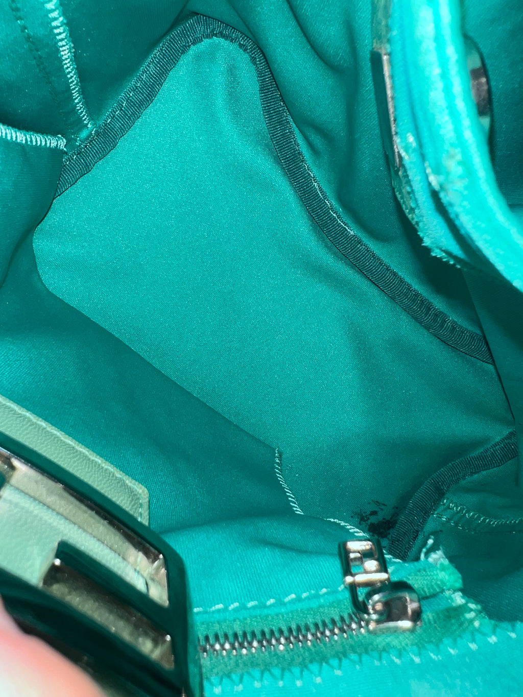 Fendi Mamma Teal Nylon Bucket Bag