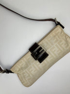 Fendi 2000 Cream Zucca Canvas Crossbody Bag
