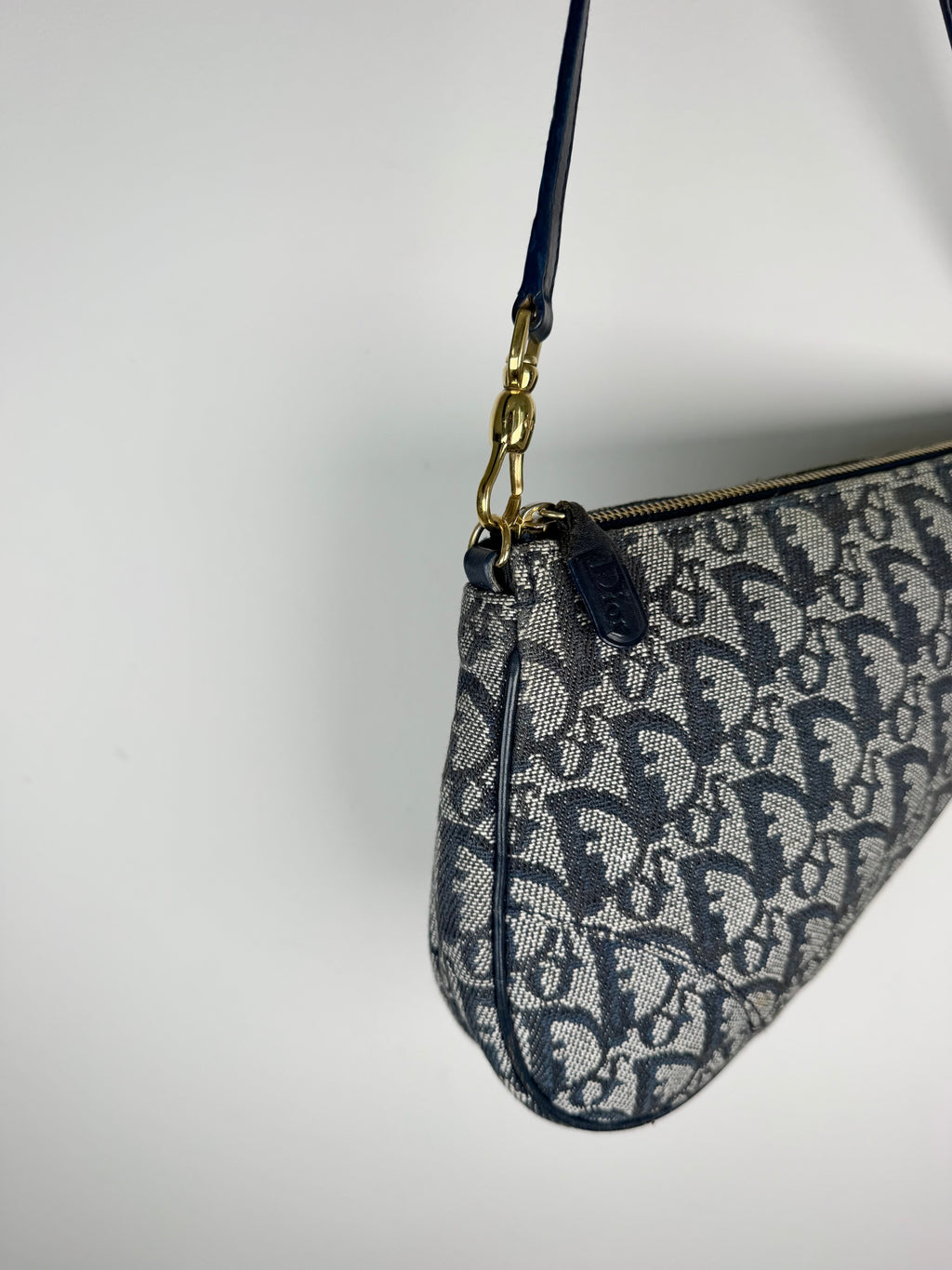 Christian Dior Trotter Monogram Navy Saddle Pochette Bag