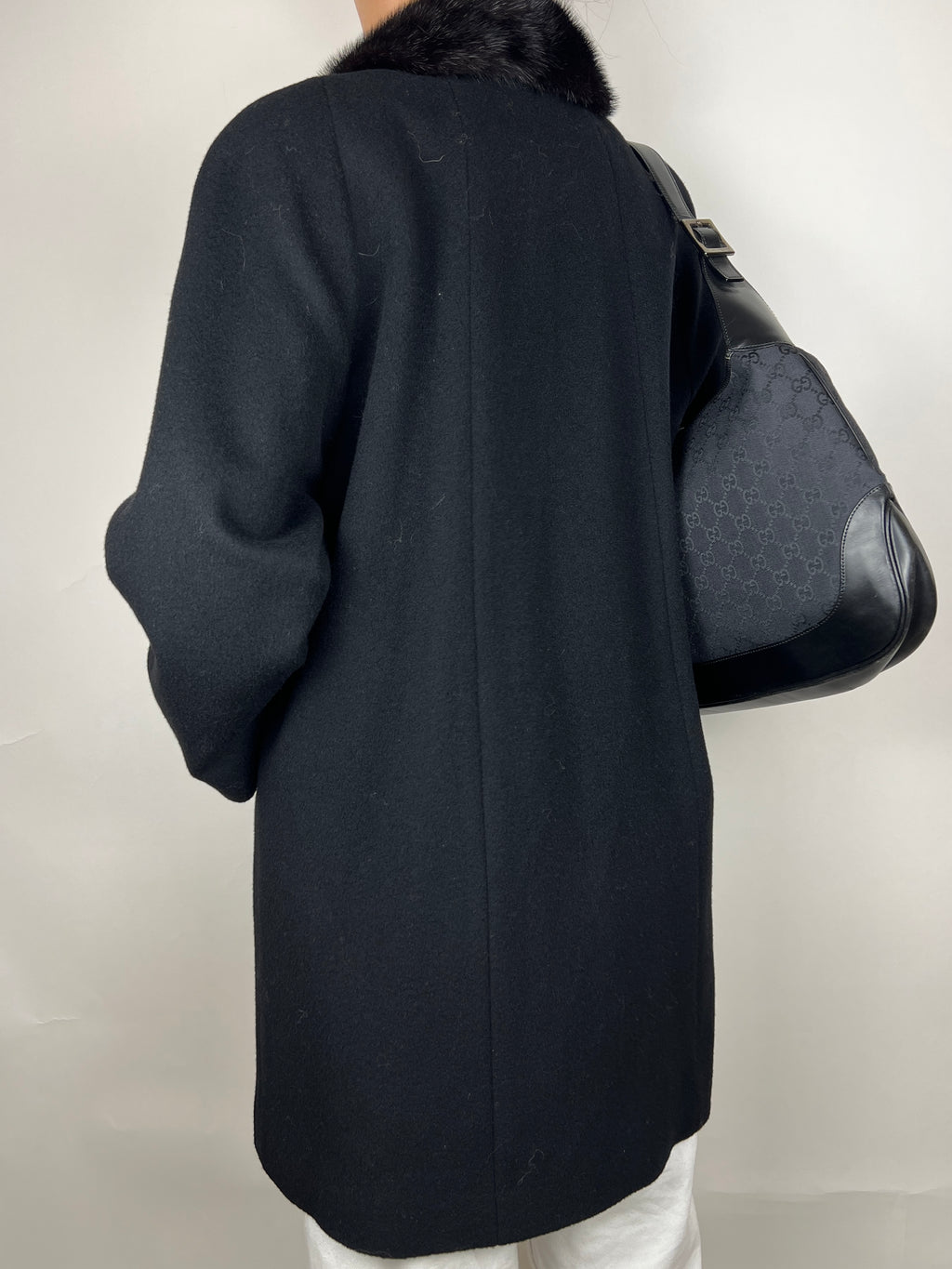 Genuine Mink and Cashmere Black Coat