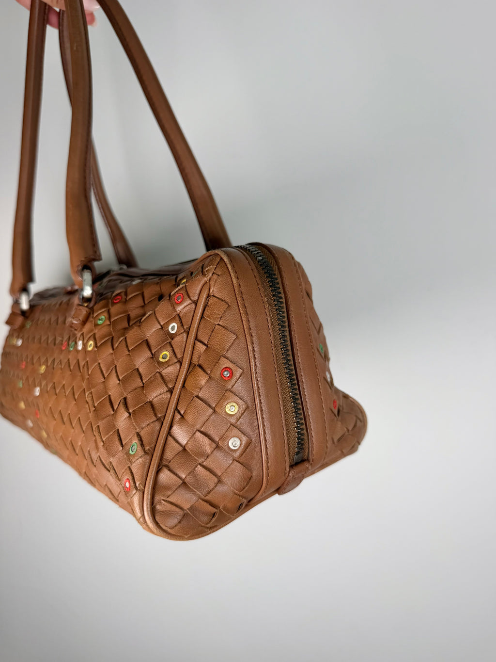 Bottega Veneta Brown Woven Nappa Leather East/West Satchel Bag