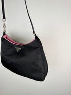 Prada Black Cleo Nylon Shoulder Bag