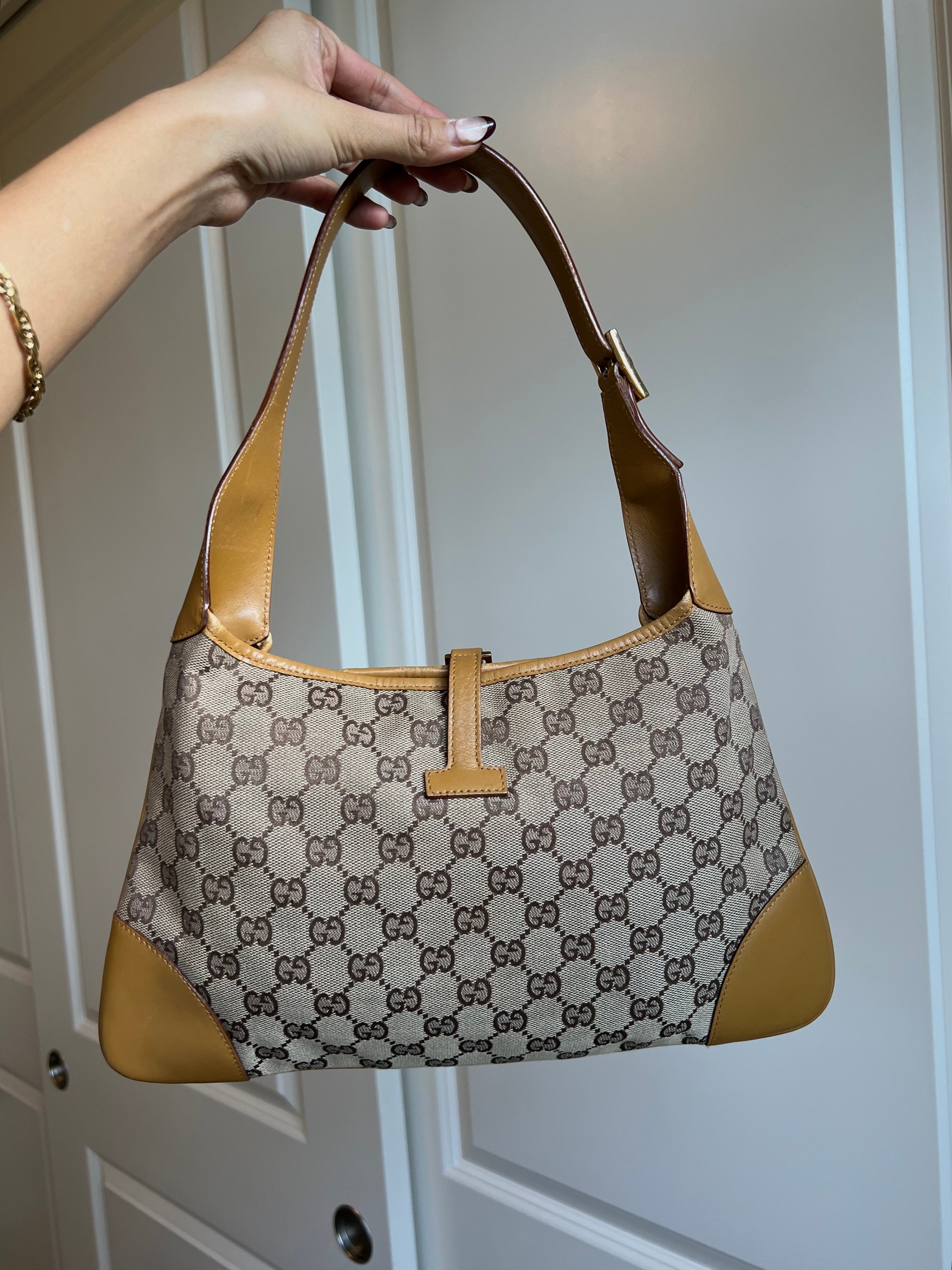 Gucci Jackie Monogram Stripe Shoulder Bag