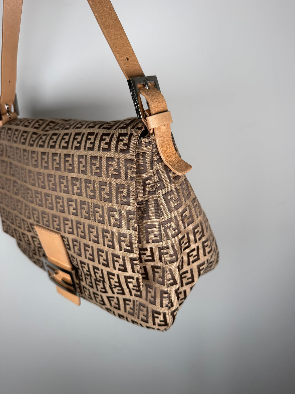 Fendi Zucca Mamma Shoulder Baguette Bag