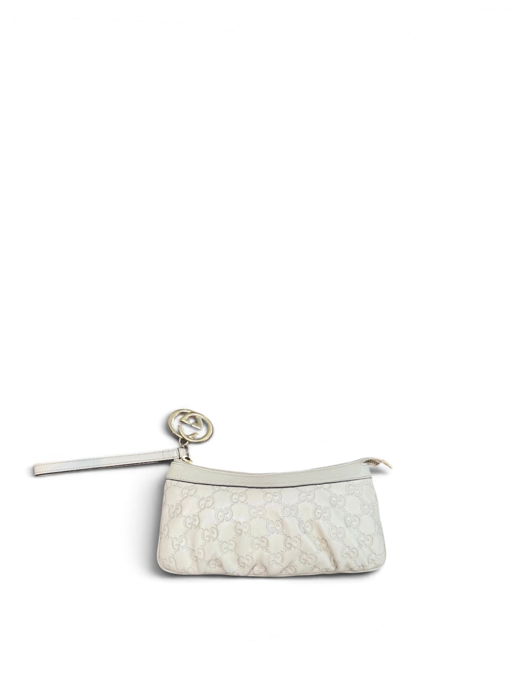 Gucci Taupe Monogram Charm Wristlet