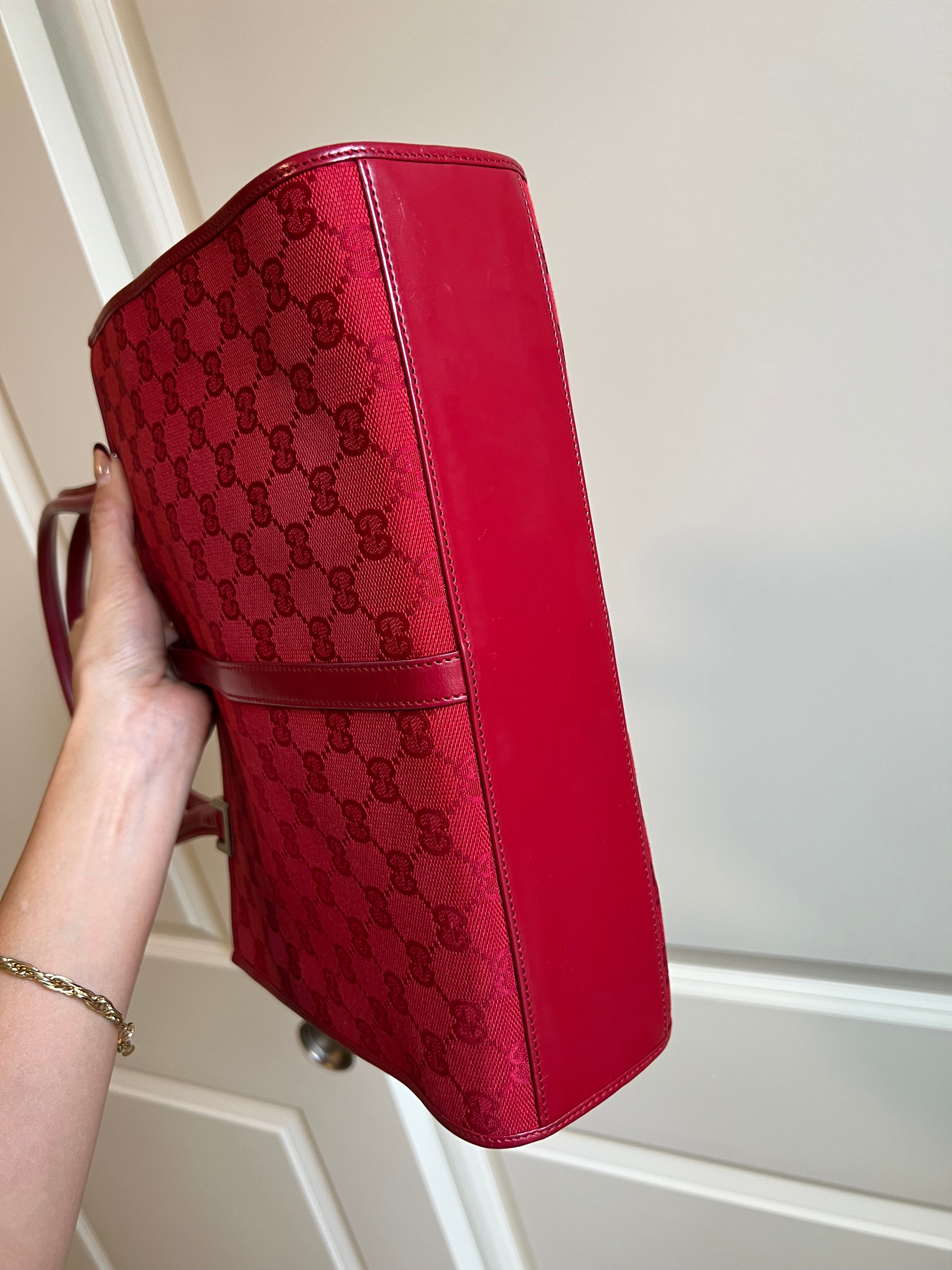 Gucci Jackie Red Monogram Tote Bag