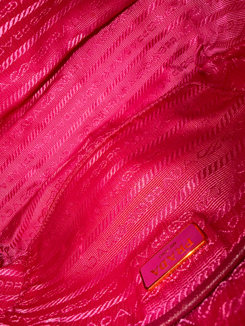 Prada Tessuto Saffiano Nylon Shoulder Bag in Dark Pink