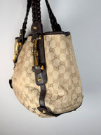 Gucci Horsebit Monogram Pelham Leather Tote