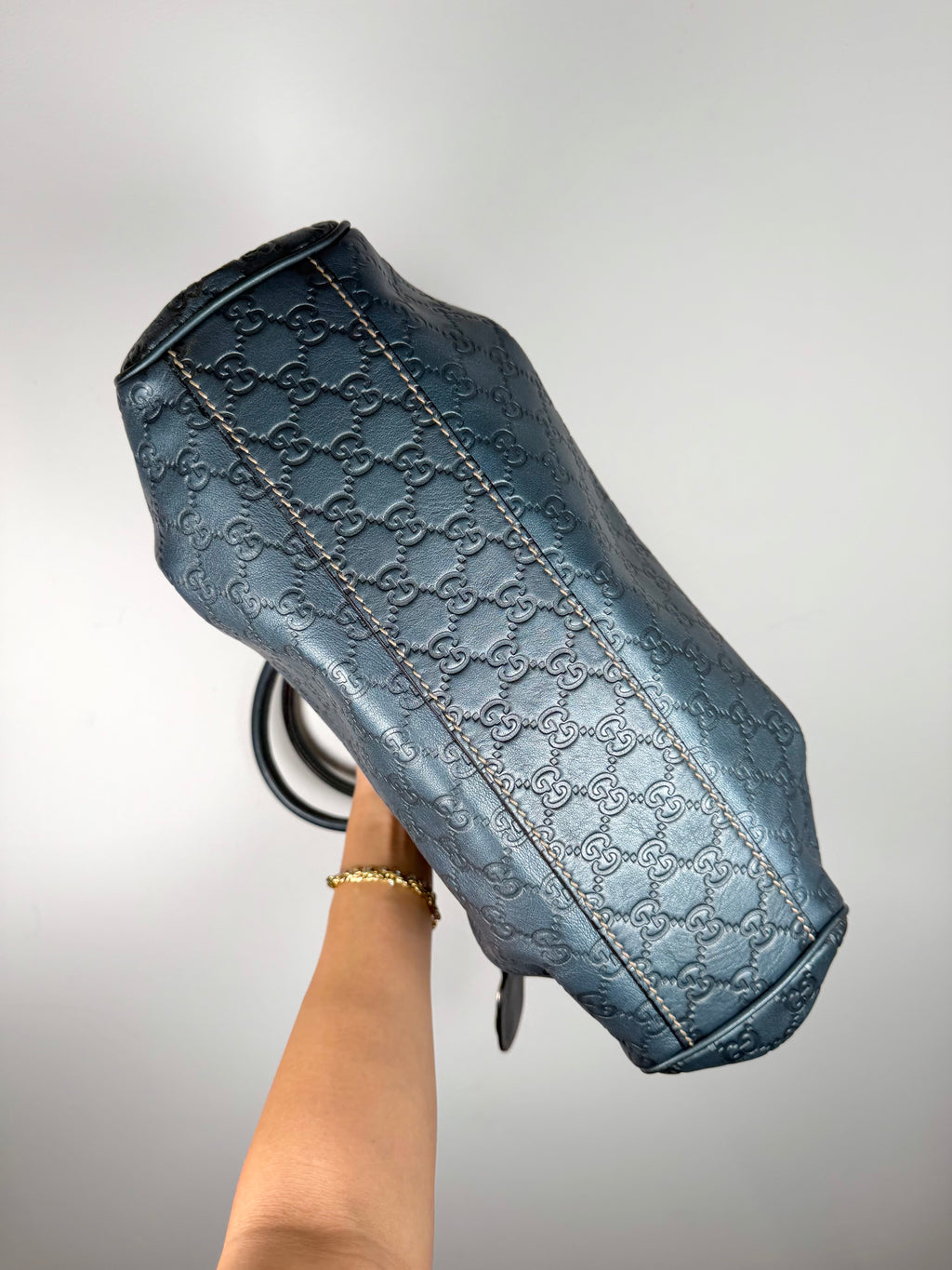Gucci Sukey Monogram Teal Charm Hobo Bag
