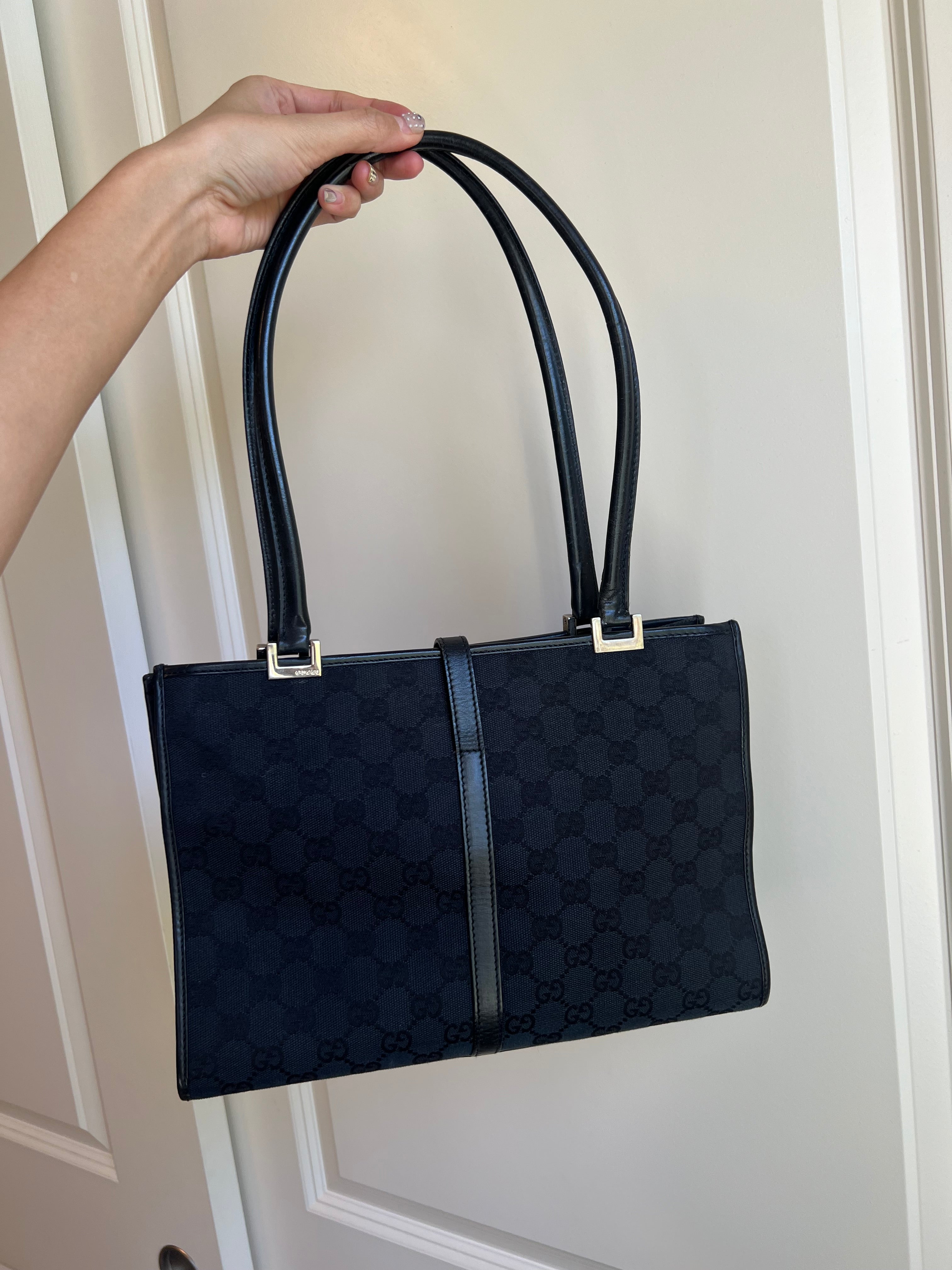 Gucci Jackie Black Monogram Tote Bag