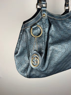 Gucci Sukey Monogram Teal Charm Hobo Bag