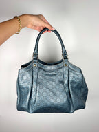 Gucci Sukey Monogram Teal Charm Hobo Bag