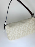 Fendi Baguette - Beige Zucco and Brown Leather
