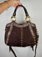 Gucci Babouska Fringe Suede Studded Indy Hobo Bag