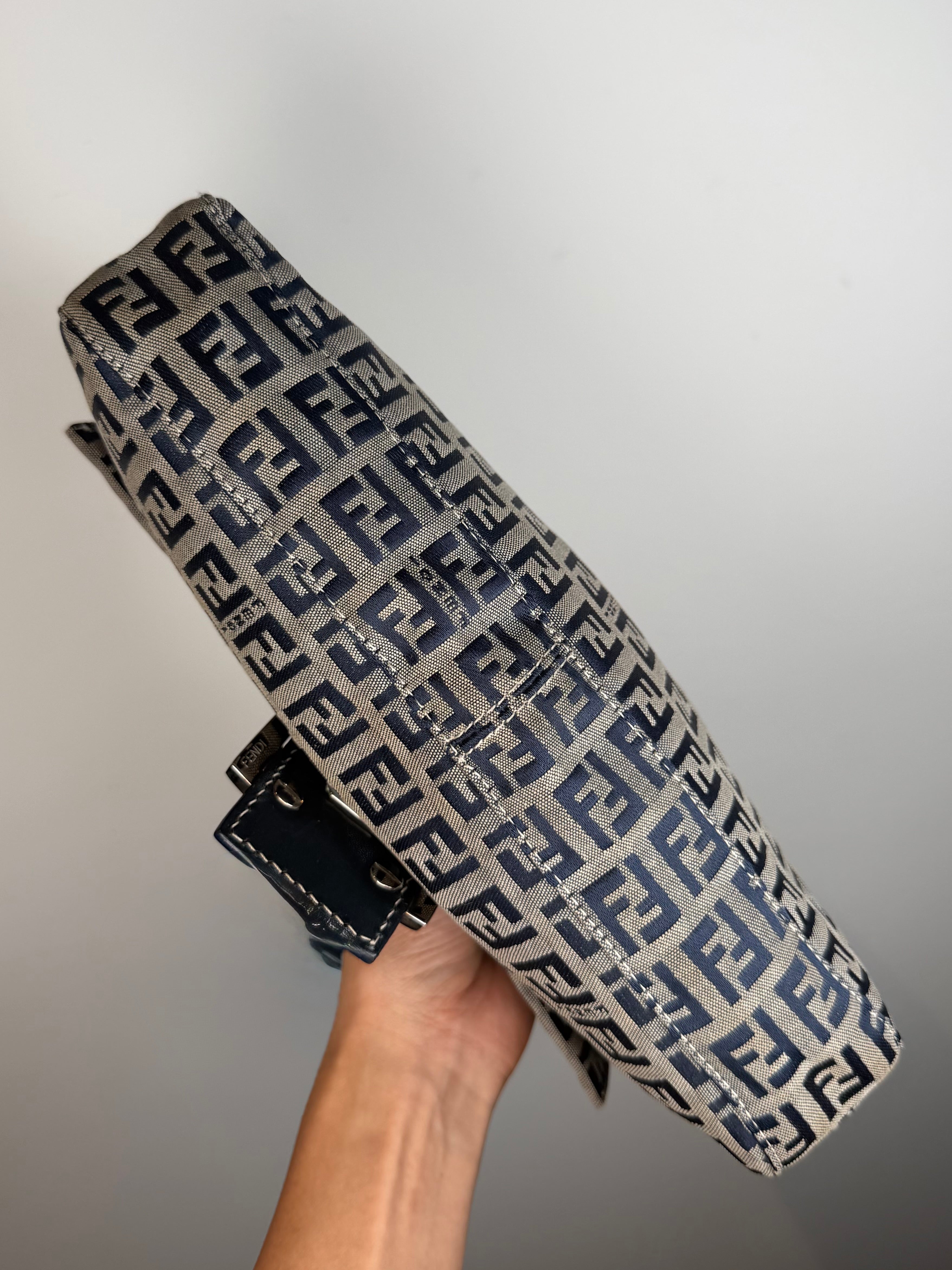 Fendi Baguette in Navy Zucca Print