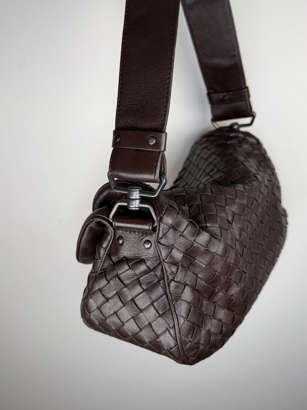 Bottega Veneta Intrecciato Double Flap Shoulder Bag