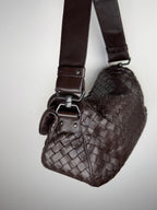 Bottega Veneta Intrecciato Double Flap Shoulder Bag