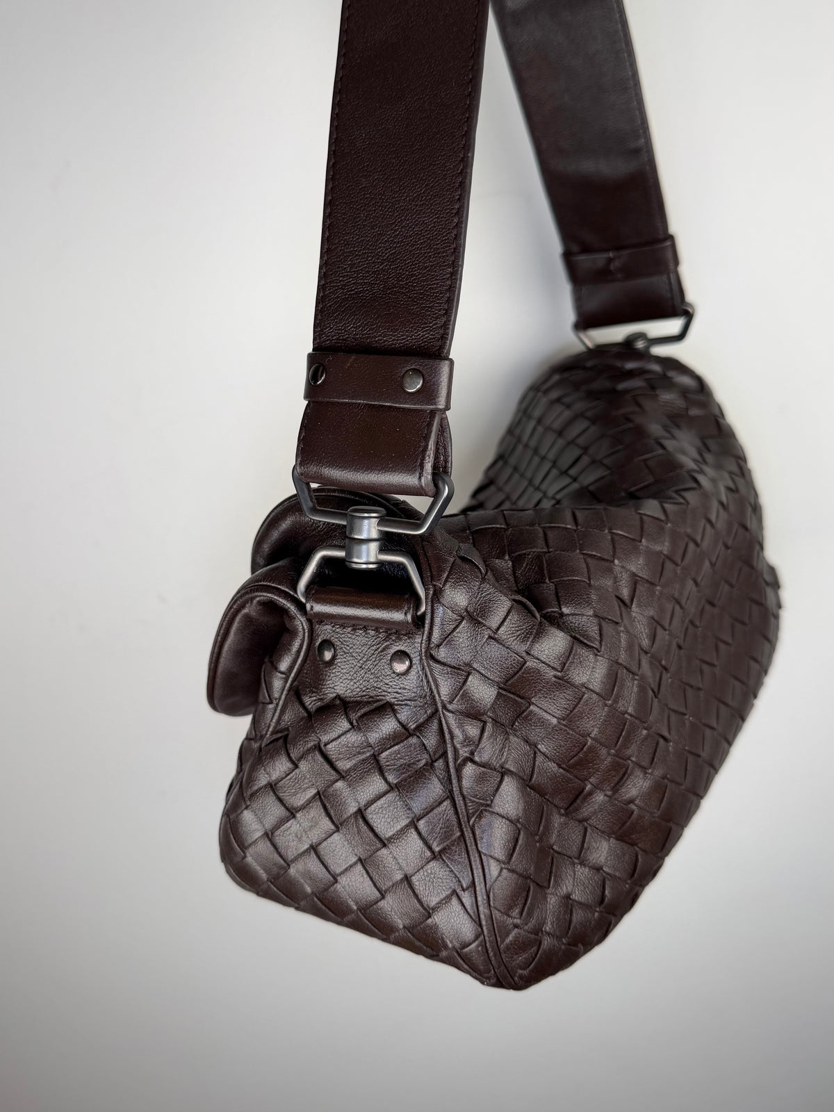 Bottega Veneta Intrecciato Double Flap Shoulder Bag