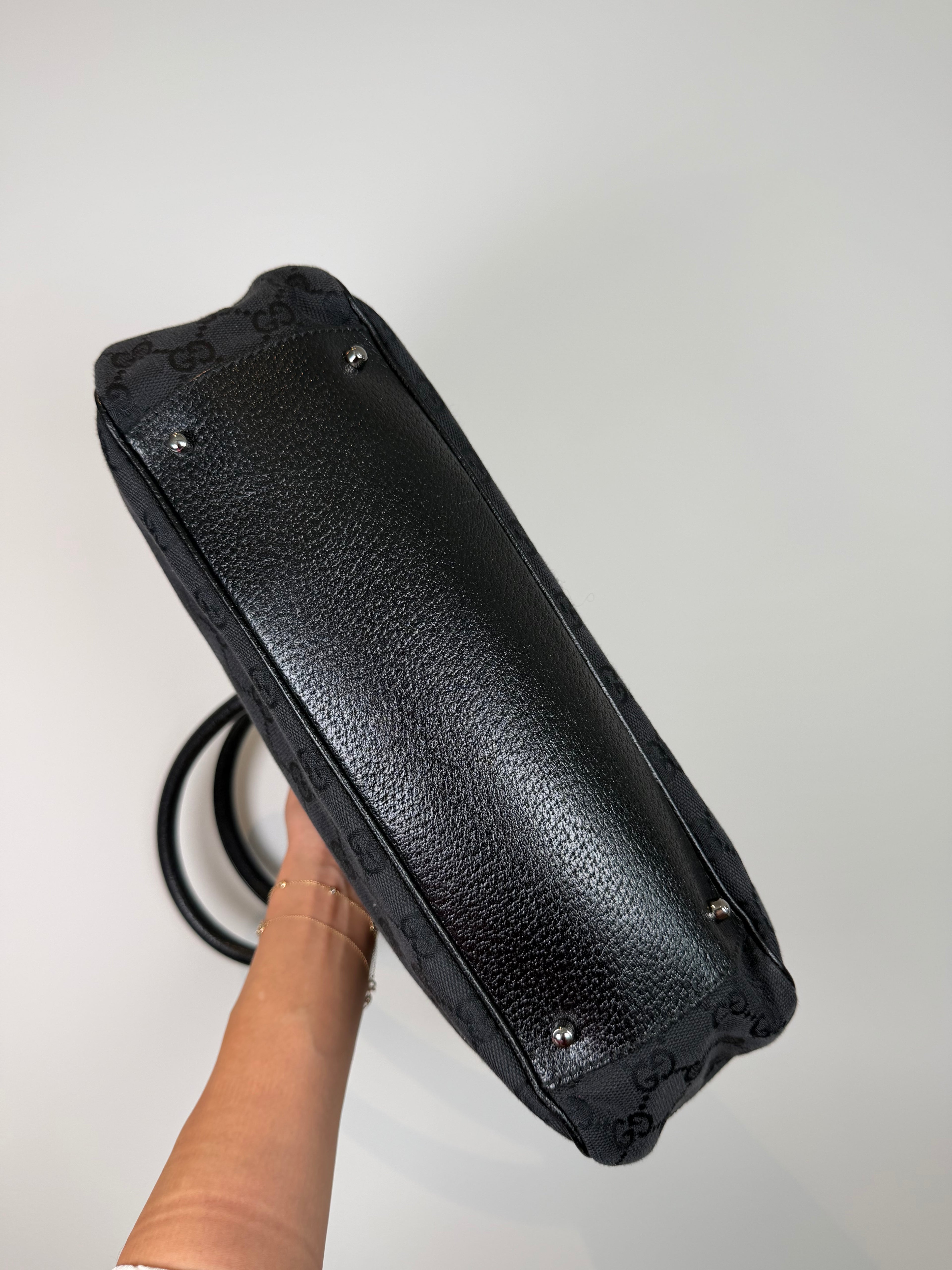 Gucci Black Monogram Leather Tote