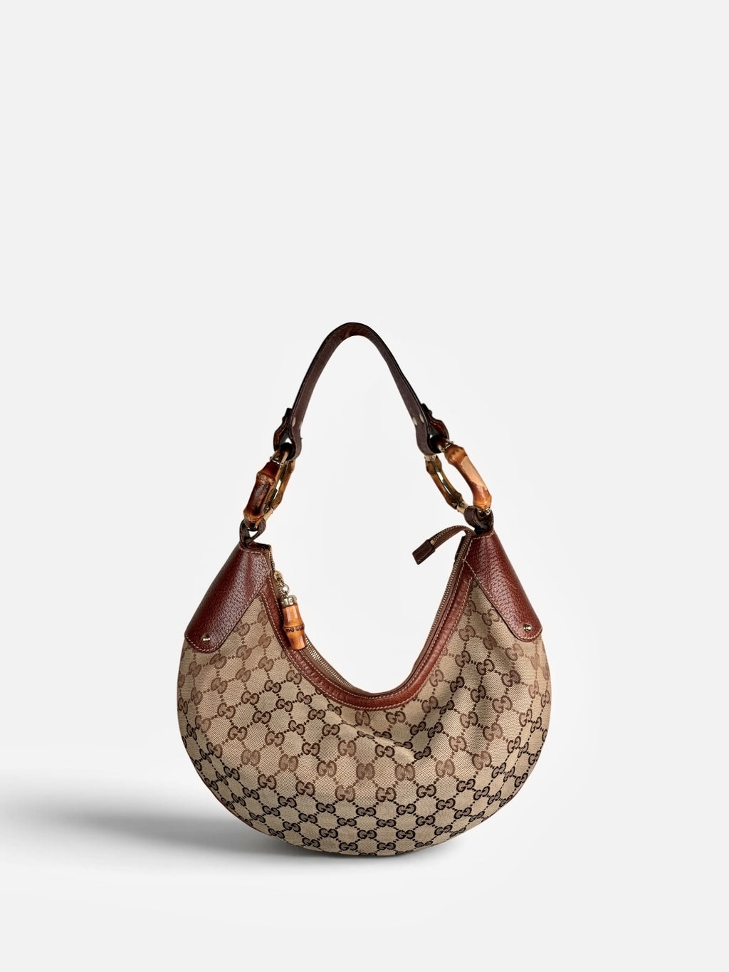 Gucci Croissant Monogram Bamboo Hardware Bag