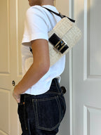 Fendi Baguette - Beige Zucco and Brown Leather
